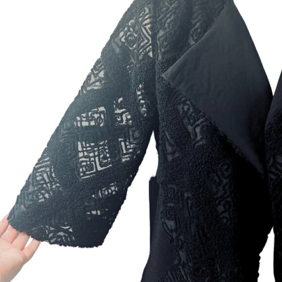 LUCKY BRAND Black Mixed Material Embroidered Mesh Open Cardigan Size S - Picture 4 of 16